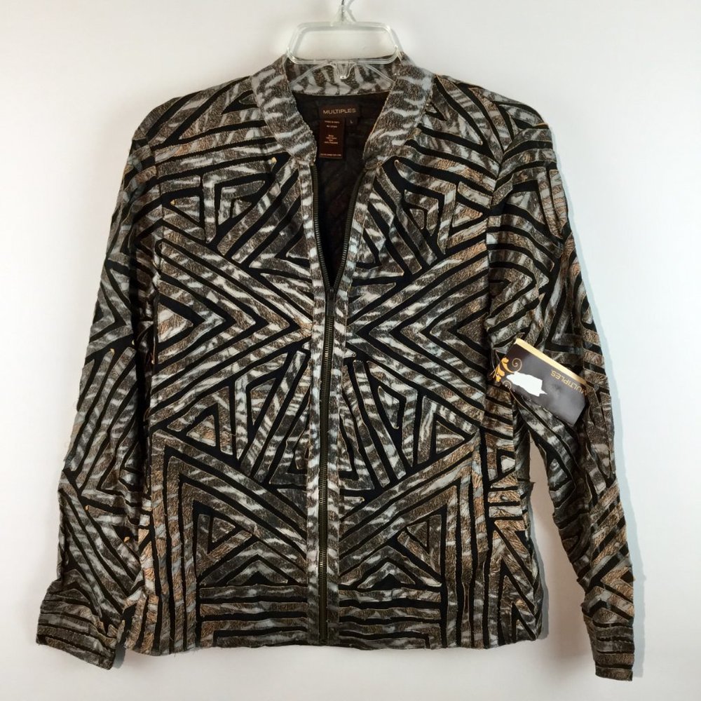 Multiples Nwt Print Zipper Long Sleeves Jacket - image 1